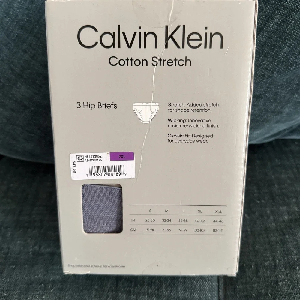 Calvin Klein Men's Cotton Classics 3-Pack Brief multicolor stretch‎ wicking 2XL